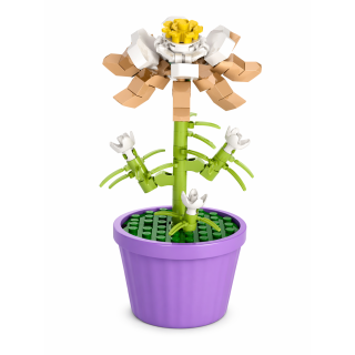 Fleur Beige en Micro Bricks – Décoration Minimaliste DIY