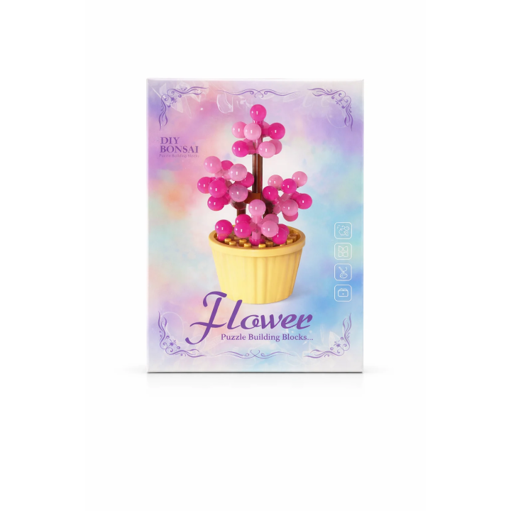 Bonsaï Sakura en Micro Bricks – Fleur Rose décorative DIY