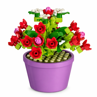 Bonsaï Fleurs Rouges en Micro Bricks – Décoration DIY élégante | BricksLab