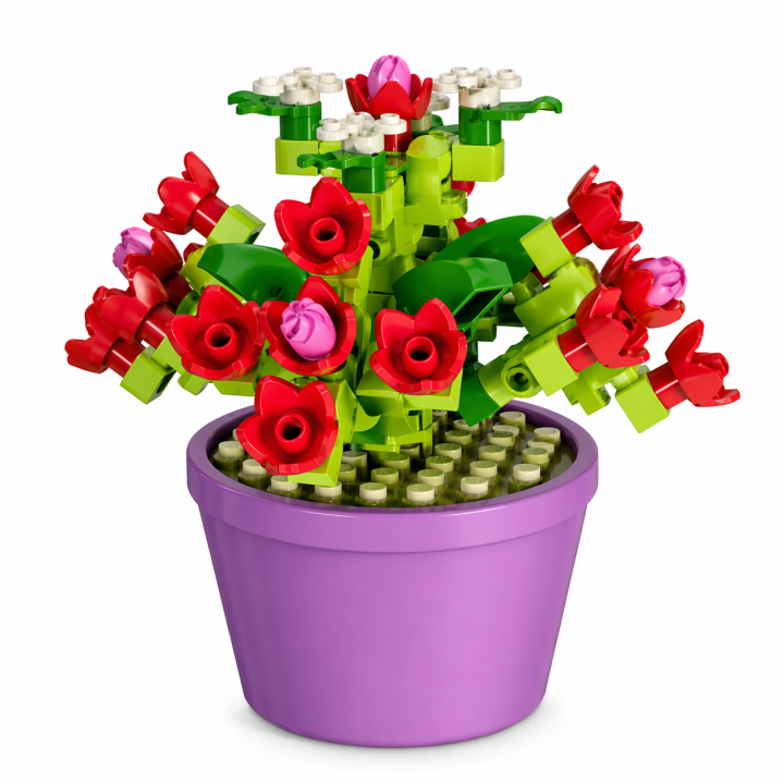 Bonsaï Fleurs Rouges en Micro Bricks – Décoration DIY élégante | BricksLab